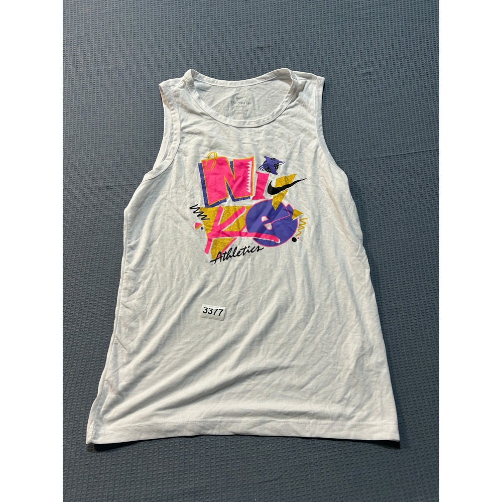 Nike Dri-FIT Athletics Graphic Tank Top Mens Sz S White